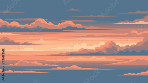 Beautiful pastel sunset clouds on a calm evening sky