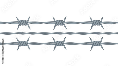 Barbed wire pattern on white background for security and protection design