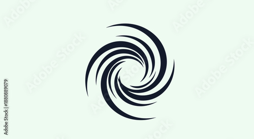 Black swirl shape graphic design element.