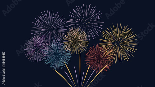 Colorful fireworks burst against dark sky for festive celebrations