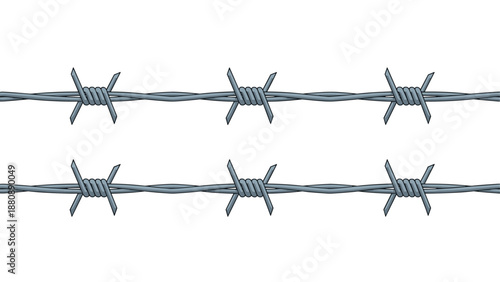 Realistic barbed wire on white background for security and protection themes