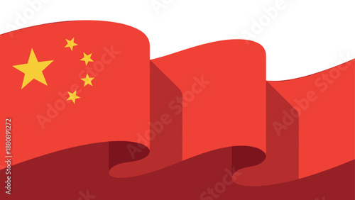 Waving chinese flag with golden stars on red background for national celebrations