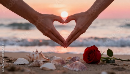 Hearts Embracing at Sunset Beach