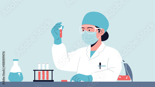 Lab technician analyzing sample in modern laboratory setting