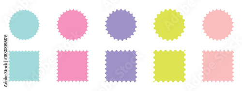 Set of blank rectangle and square Postage stamp frames. Postage stamp vector icons. Blank postage stamps borders vector set. Mockup postage stamps Postage stamp set, templates,