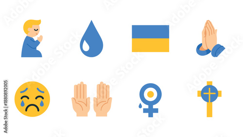 Diverse emoji set featuring prayer, peace, and solidarity symbols