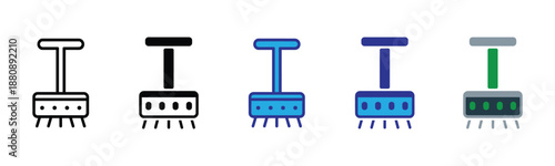 Vector illustration icon collection of various colorful brushes for artistic purposes