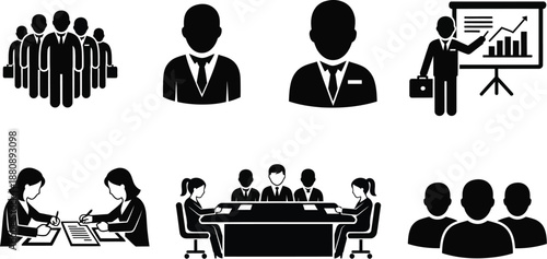 Group of people, icon crowd.  teams, social groups, or business reference. Large group, people group vector. Icon team members, team building illustration. Professional business people, manager icons.
