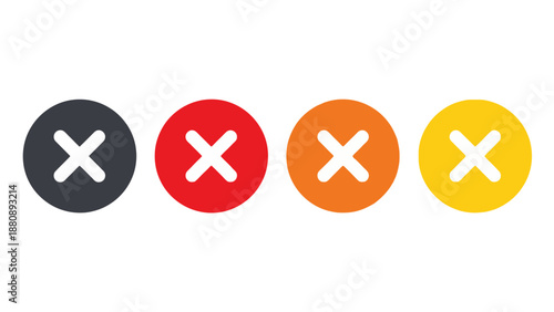 close button icons representing error or wrong choice feedback on a digital user interface for web and mobile app design elements