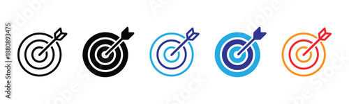 Vector illustration icon collection of colorful target icons with arrows on for business and design use