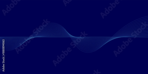 Abstract glowing wave lines on dark blue background. Dynamic wave pattern. Modern flowing wavy lines. Futuristic technology concept. Suit for banner, poster, cover, brochure, flyer, website