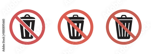 Do not litter sign illustration with three icons on a clean white background