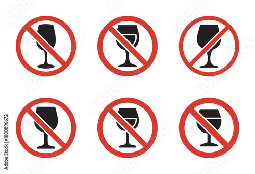 A repeated grid of no wine glass signs signifying prohibition of alcohol consumption