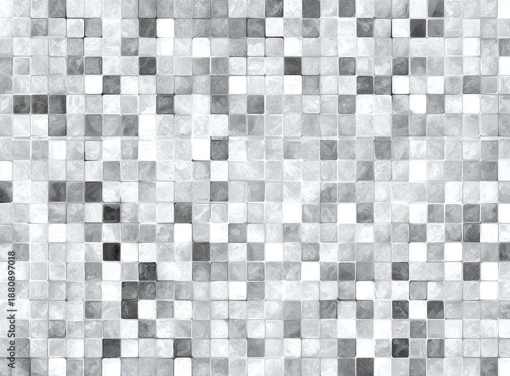 Fototapeta premium Abstract grayscale mosaic of small square tiles with uneven coloring