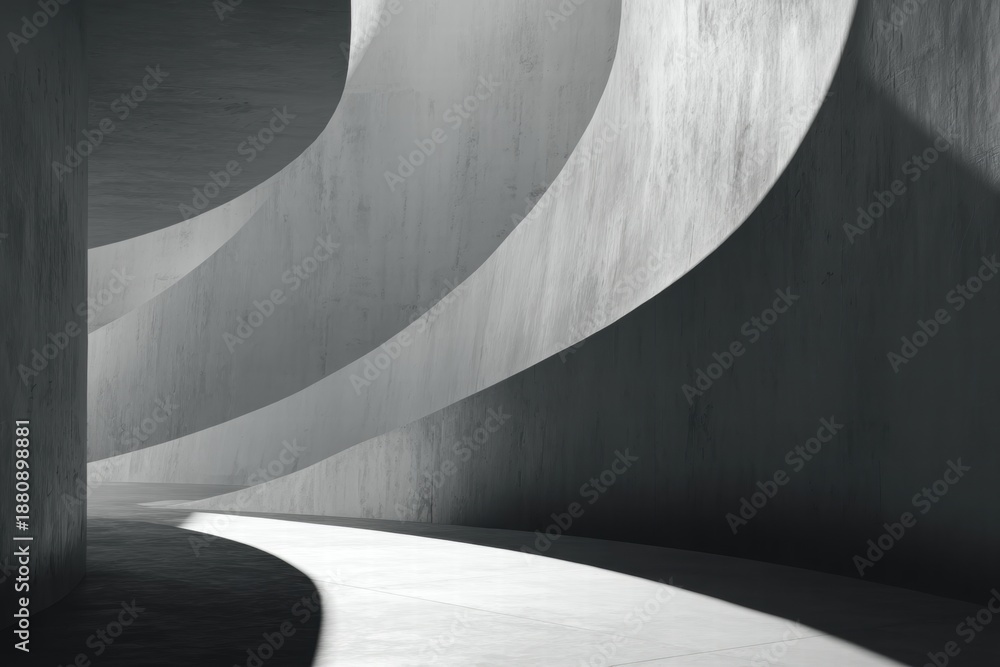 Obraz premium Abstract Concrete Architecture Interior With Sunlight and Shadow, Modern Art