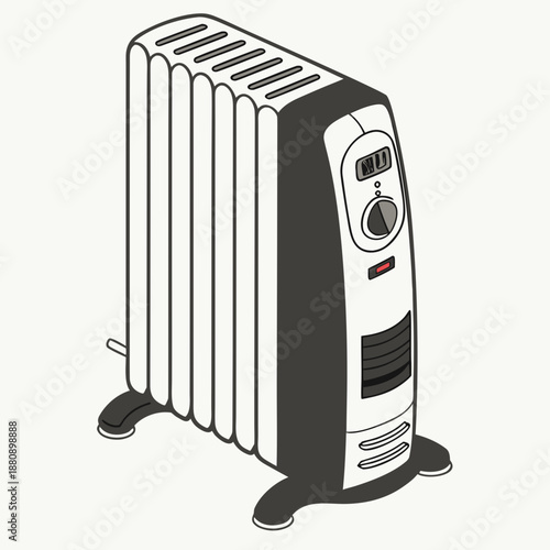 Electric heater with compact vertical body and control panel 2