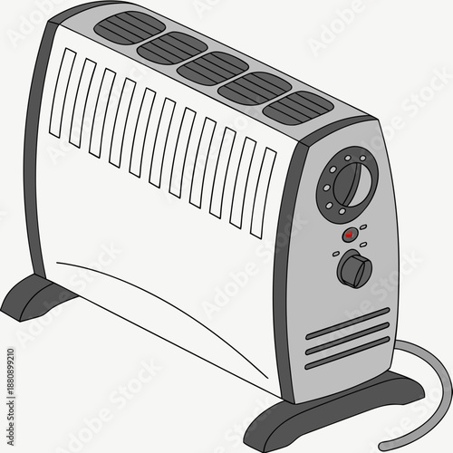 Indoor electric heater with front airflow grill and control dials