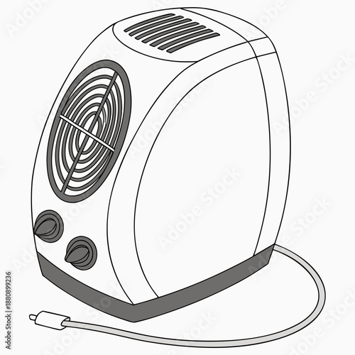 Tabletop heater appliance with soft curved edges and cord