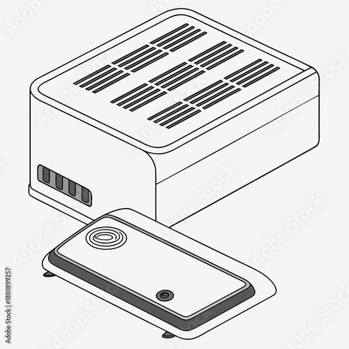 White electric heater device with flat surface and open vent