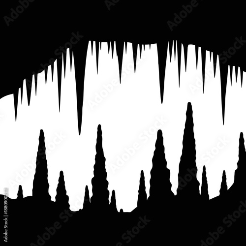  Iconic Black Vector Silhouette of Intricate Stalactites and Stalagmites