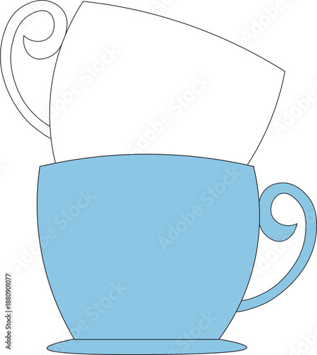 Charming blue teacup illustration inspired by classic tea party scenes. Ideal for Alice in Wonderland themes, invitations, café branding, and whimsical designs.