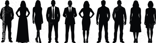 Collection, of, black, professional, business, people, silhouettes, featuring, men, and, women, in, formal, suits, and, casual, office, attire, for, corporate, design.