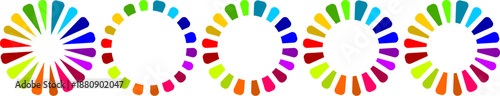 Five Colorful Spectrum Circular Status Indicators in a Row for User Interface Progress Tracking Design