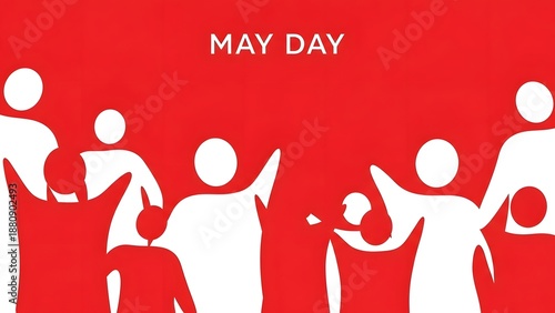May day celebration with silhouette figures
