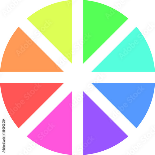 Modern rainbow circle segment design, vibrant geometric vector icon for corporate business