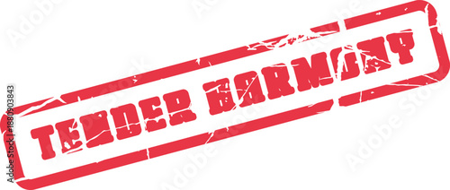 Authentic Tender Harmony text appears within a rectangular red grunge rubber stamp impression