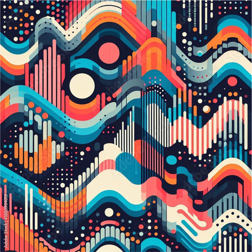 Vector illustration of an abstract background featuring silver metal pipes and wooden architecture inspired by the musical sound of an antique pipe organ within a classic European cathedral interior