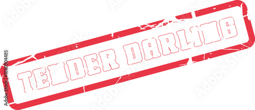 A vibrant red distressed stamp impression conveys a sweet tender darling message