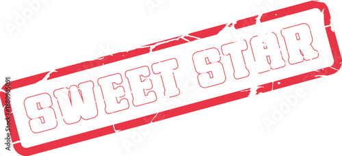 Classic red distressed rubber stamp featuring the positive message Sweet Star for labeling items