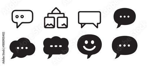Chat and Message Bubble Icon Set for, Communication and Messaging Apps. vector illustration eps 10