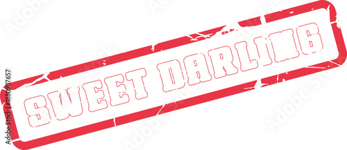 A distressed red rubber stamp effect displays the endearing words Sweet Darling