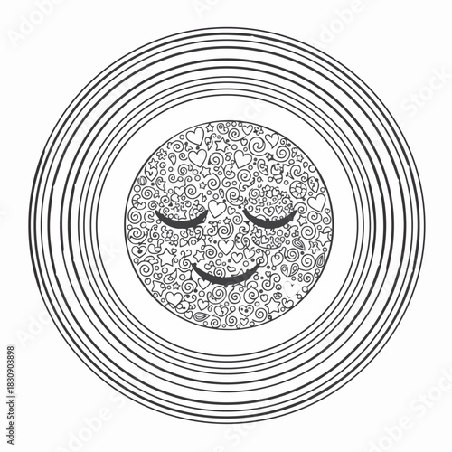 Calm, relaxed coloring book page design.