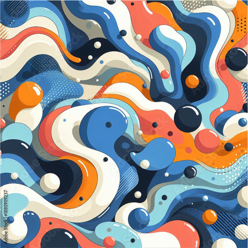 Abstract Blue Wave Seamless Pattern Vector Design