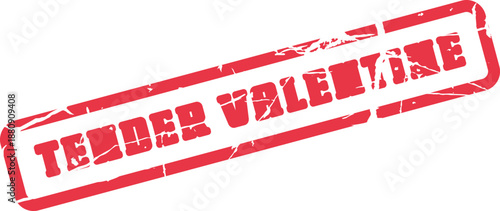 Tender Valentine distressed red rubber stamp conveying heartfelt romantic sentiments and love