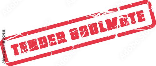 Grungy red rubber stamp impression showcasing the romantic phrase Tender Soulmate on a plain white surface