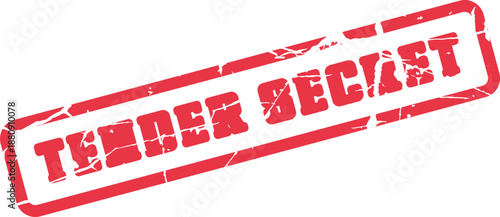 Distressed red rubber stamp imprint revealing the phrase Tender Secret against a simple white backdrop