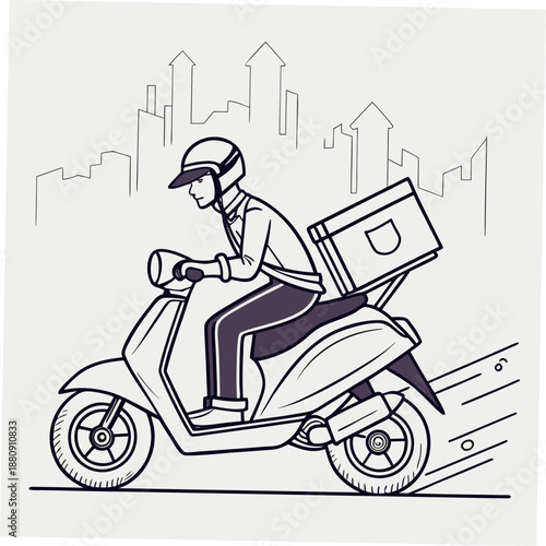 Showing scooter delivery rider in balaclava helmet