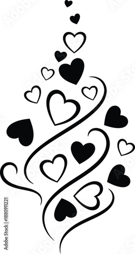 Valentine's day heart silhouette isolated on transparent background