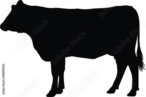 Black cow silhouette vector isolated on white background for organic dairy farm logo cattle livestock farming agriculture branding and fresh milk product design