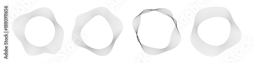 Set of round curved sound waves with dynamic wavy stripes