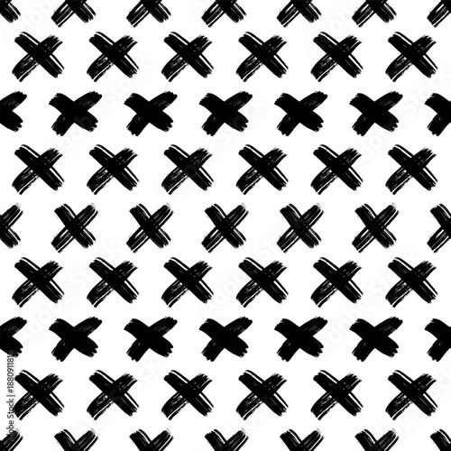 Seamless pattern with hand drawn cross symbols