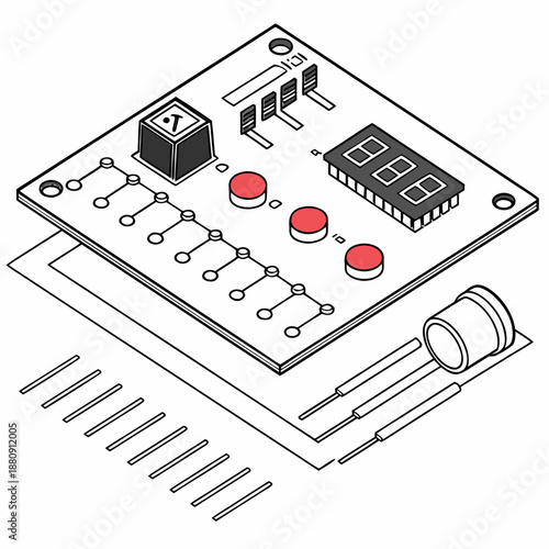 Electronic circuit board components assembly schematic diagram outline drawing