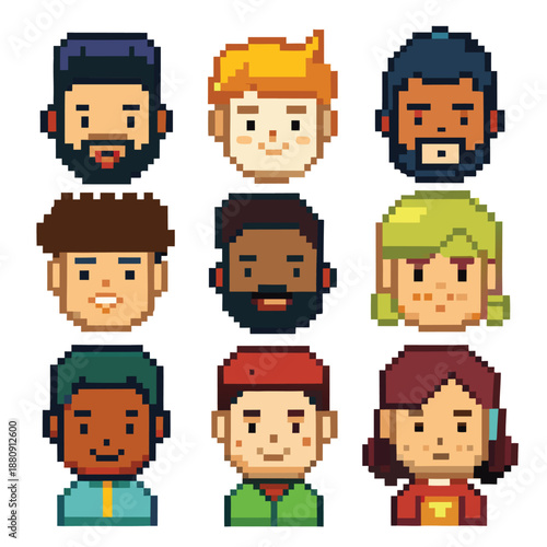 Pixel Art Multi-Ethnic Mini Avatar Grid for Diversity and Inclusion