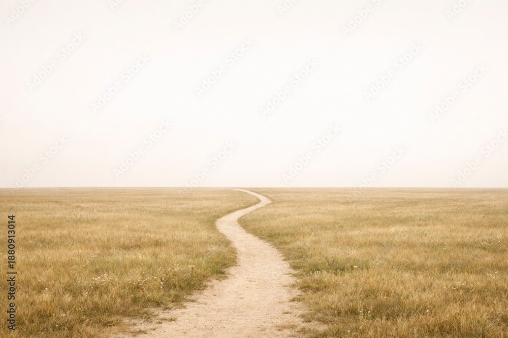 Fototapeta premium Minimal Meadow Path – Journey and Opportunity Background