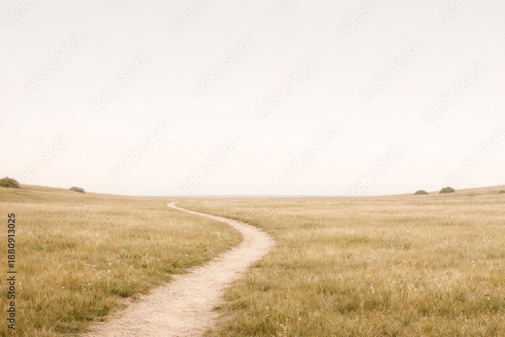 Obraz premium Minimal Meadow Path – Journey and Opportunity Background