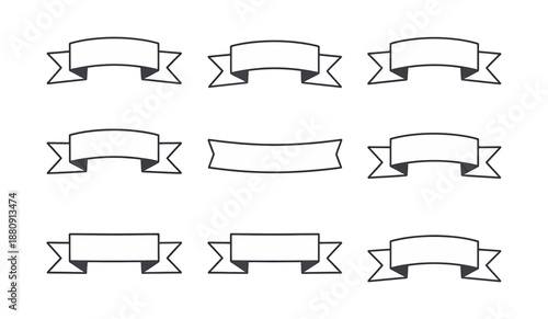 Collection of simple and elegant ribbon banners